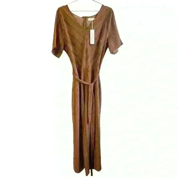 Roolee Orange Short Sleeve Stripped Jumpsuit Size XXL NEW - Picture 1 of 11